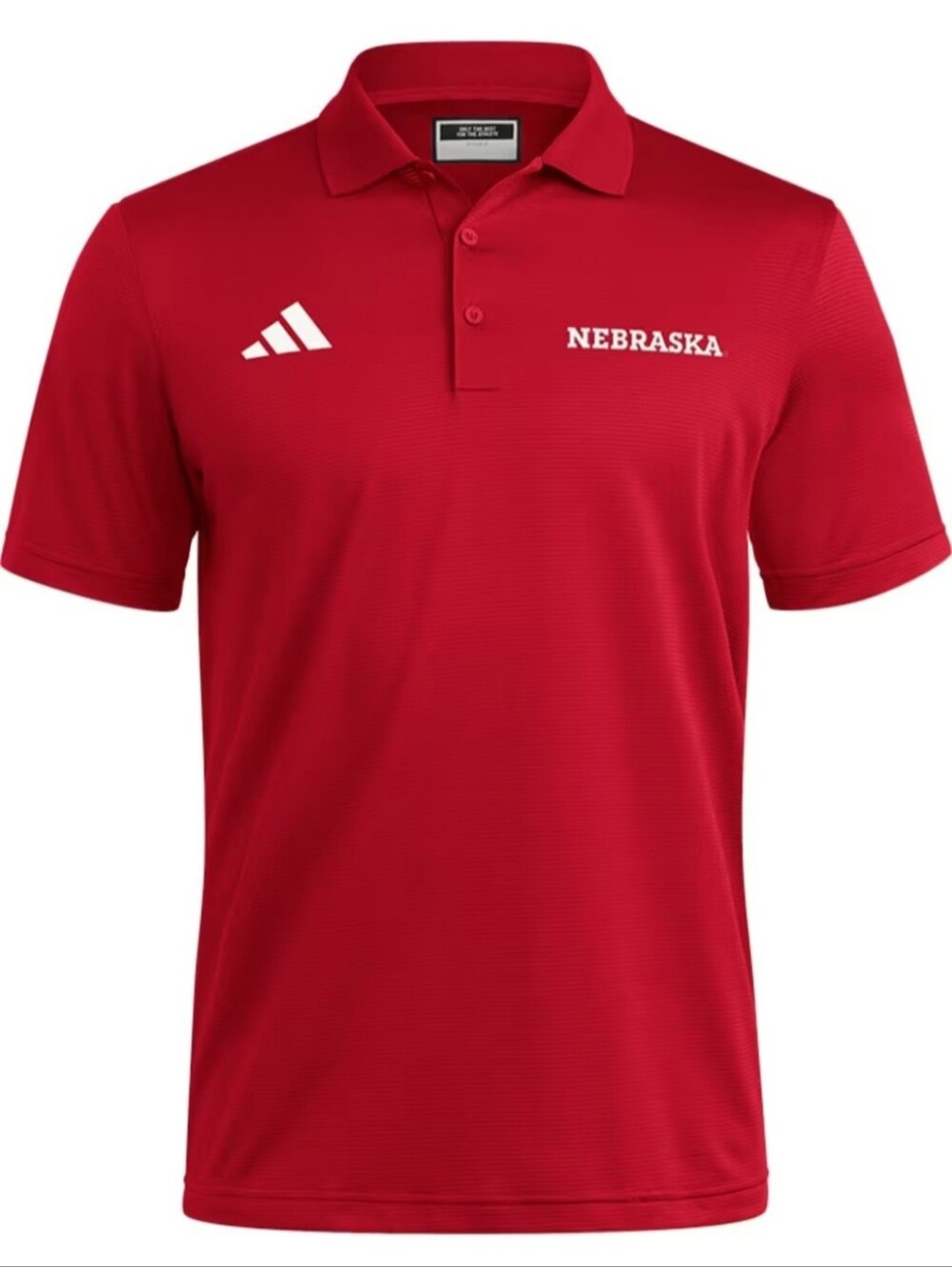 Adidas Nebraska Cornhuskers Mens Red Ottoman Wordmark Short Sleeve Polo XXL $80